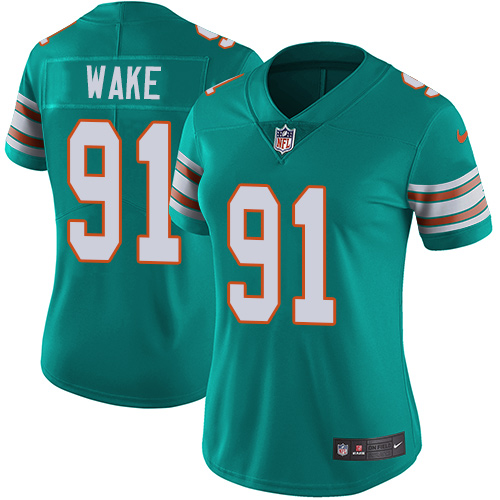 Nike Miami Dolphins #91 Cameron Wake Aqua Green Alternate Women Stitched NFL Vapor Untouchable Limited Jersey
